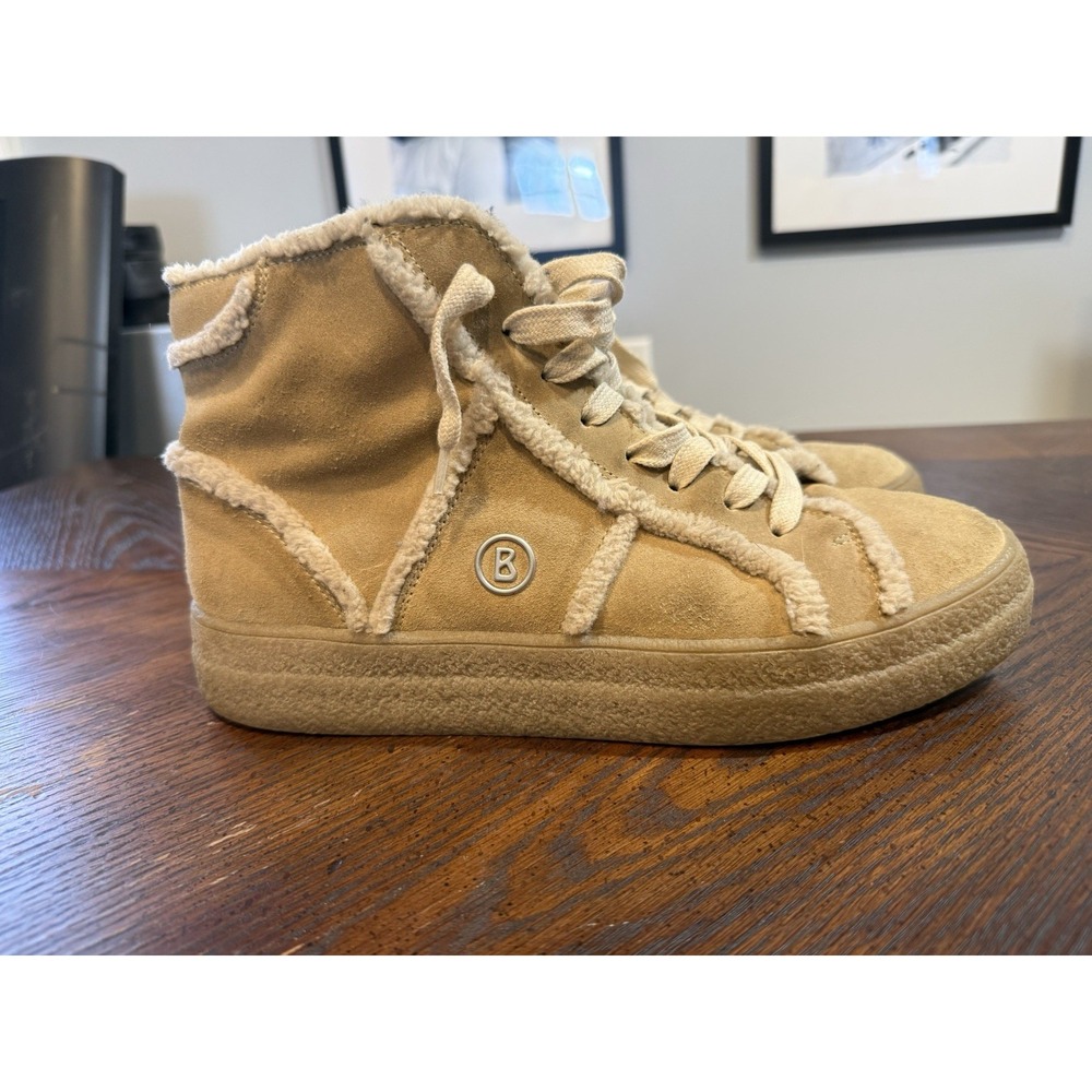 Rare Bogner Snow Boots/‎ Sneaker Size 41.5 US 10 Tan W/ Shearling Trim Women